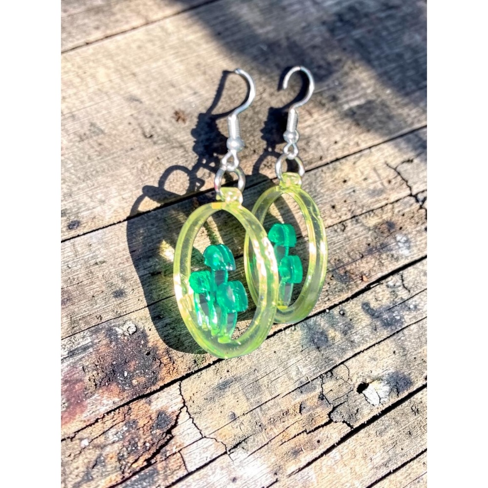 Handmade Green Mushroom Hoop Earrings